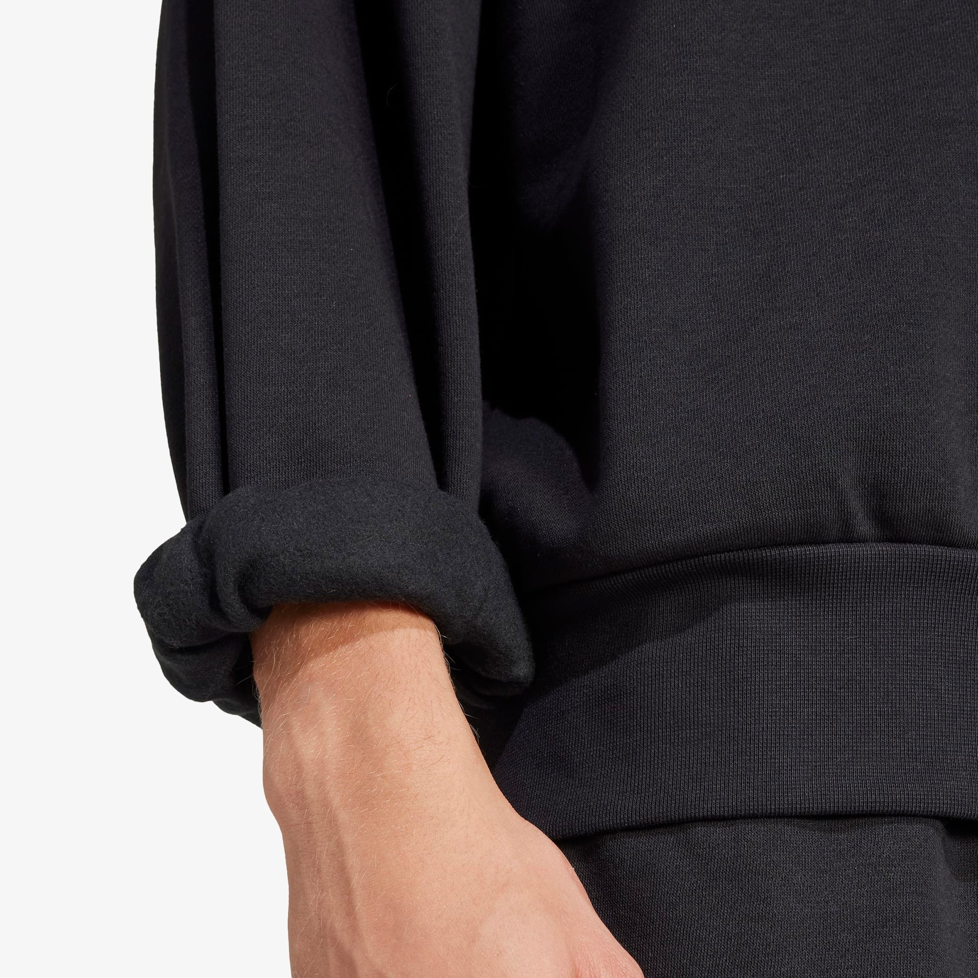 adidas Essentials Loose Fit 3 Bar Logo Erkek Siyah Sweatshirt