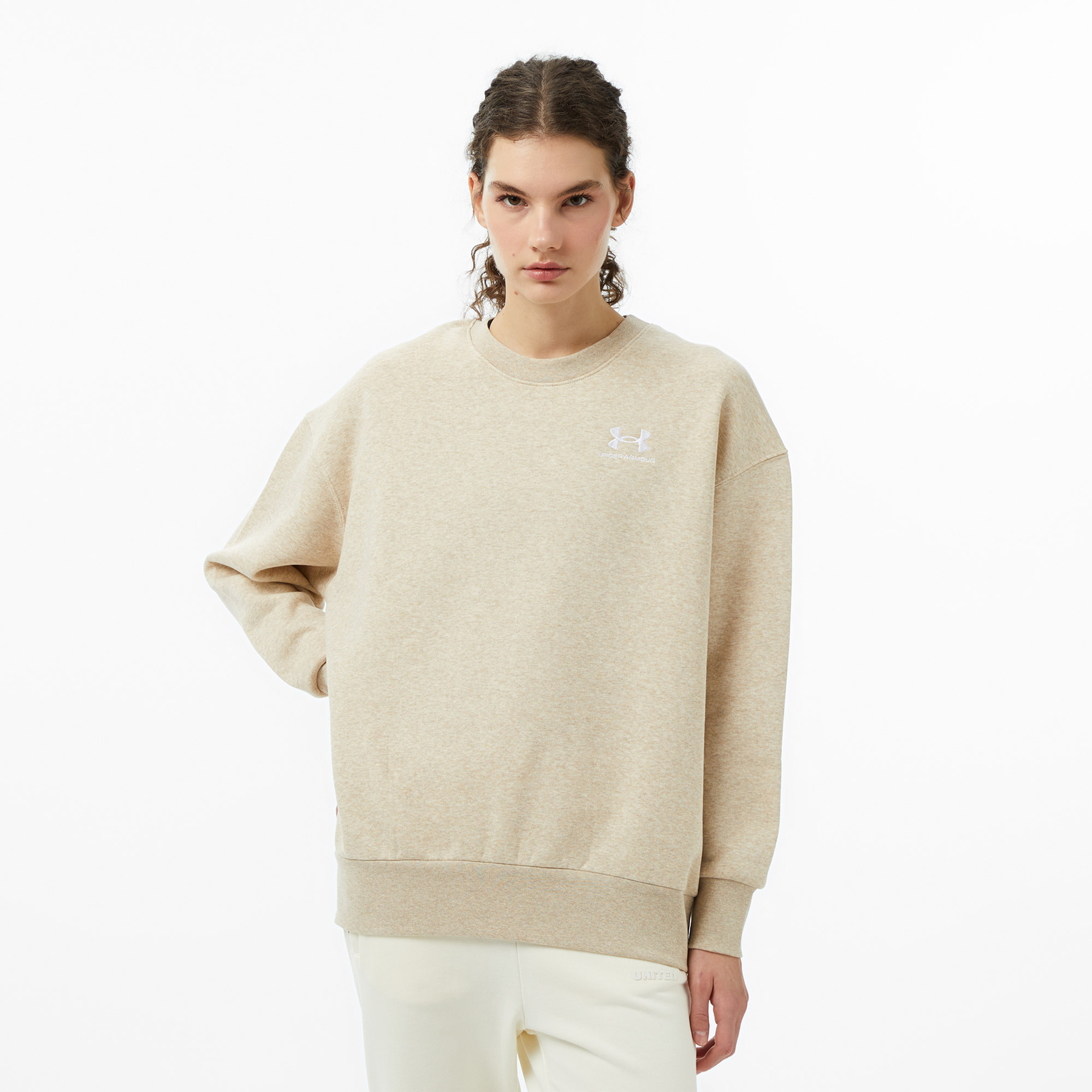  Under Armour Icon Fleece Os Crew Kadın Kahverengi Sweatshirt