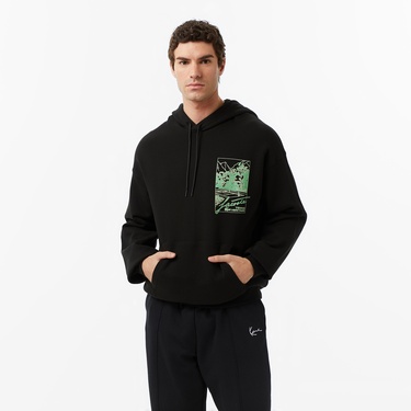  Lacoste Printed Fleece Erkek Siyah Sweatshirt
