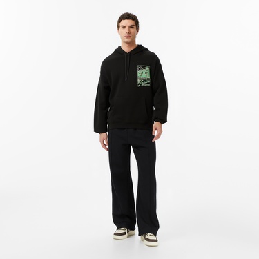  Lacoste Printed Fleece Erkek Siyah Sweatshirt