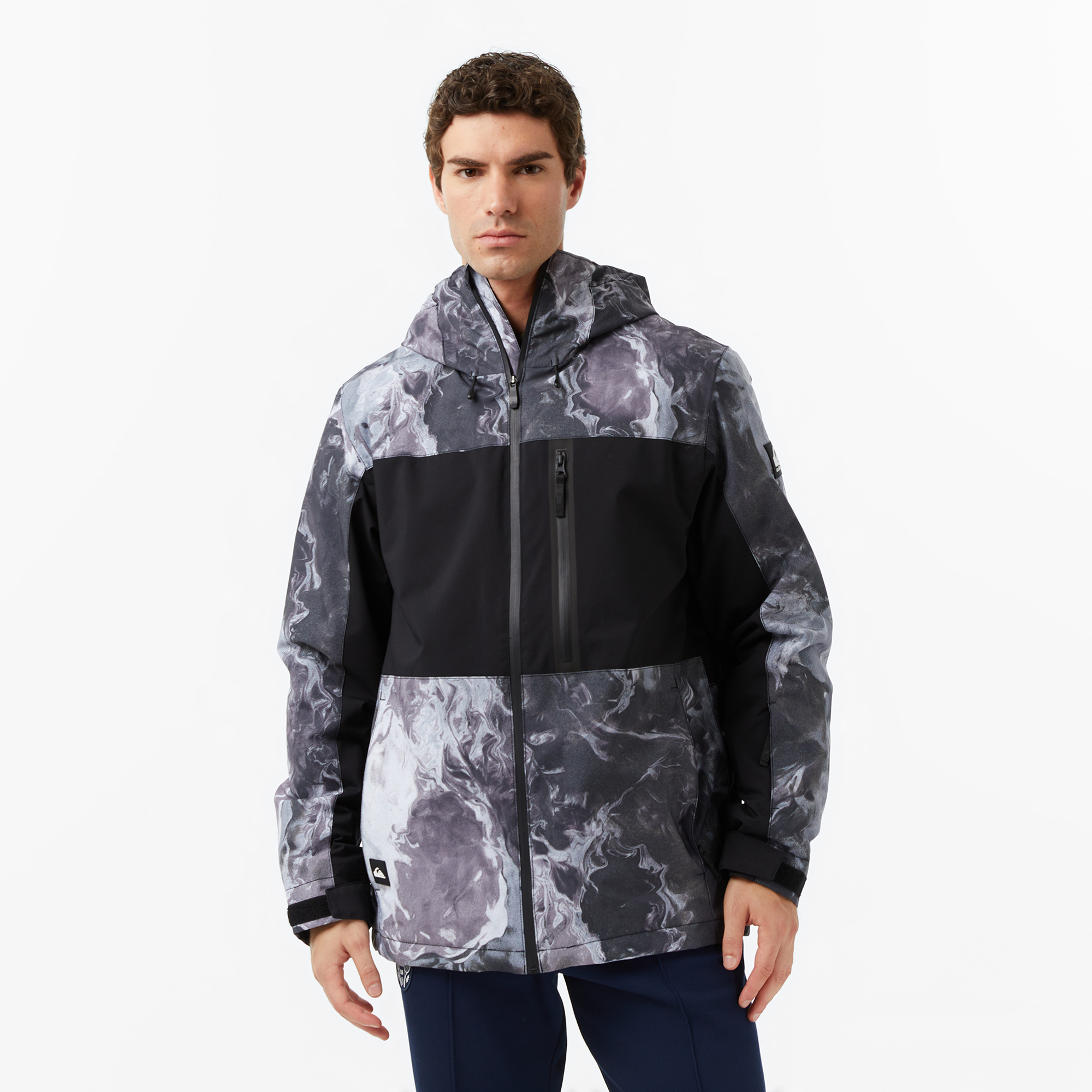  Quiksilver Sycamore Printed Erkek Gri Kayak Montu