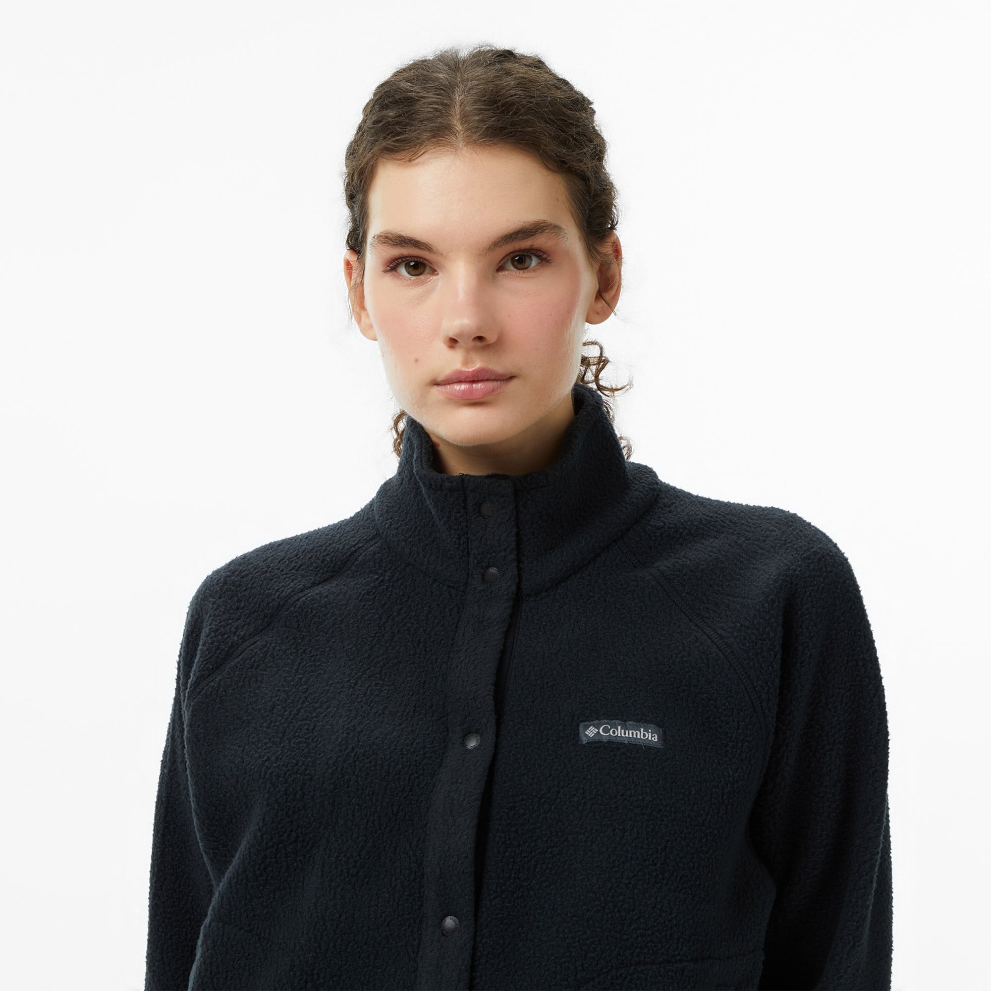 Columbia Jasper Ridge Pebbled Fleece Full Snap Kadın Siyah Outdoor Sweatshirt