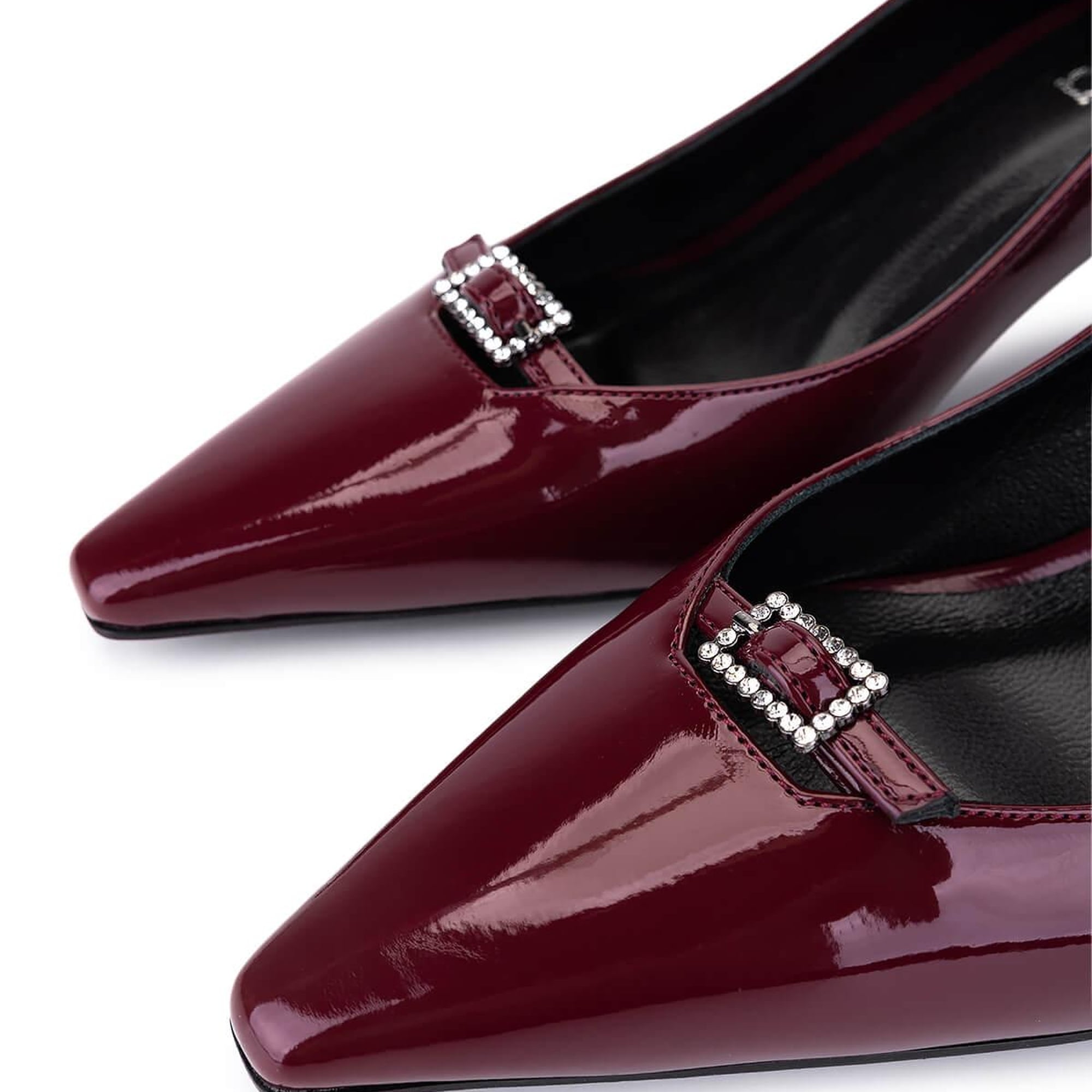 Tamer Tanca Kadın Suni Deri Bordo Rugan Topuklu Ayakkabı