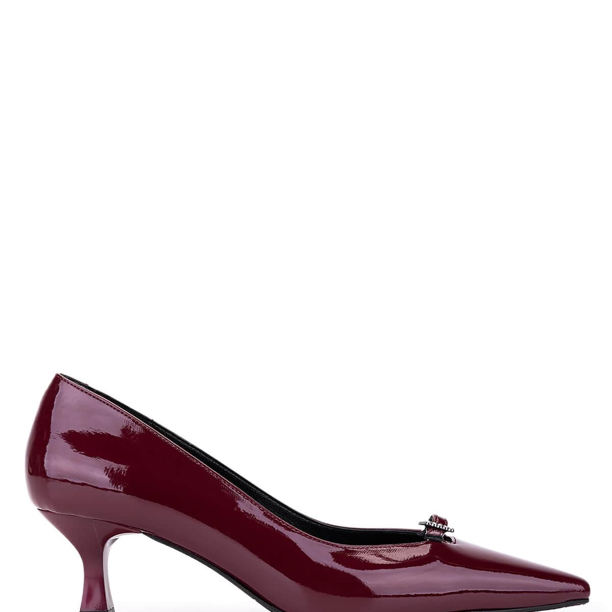 Tamer Tanca Kadın Suni Deri Bordo Rugan Topuklu Ayakkabı