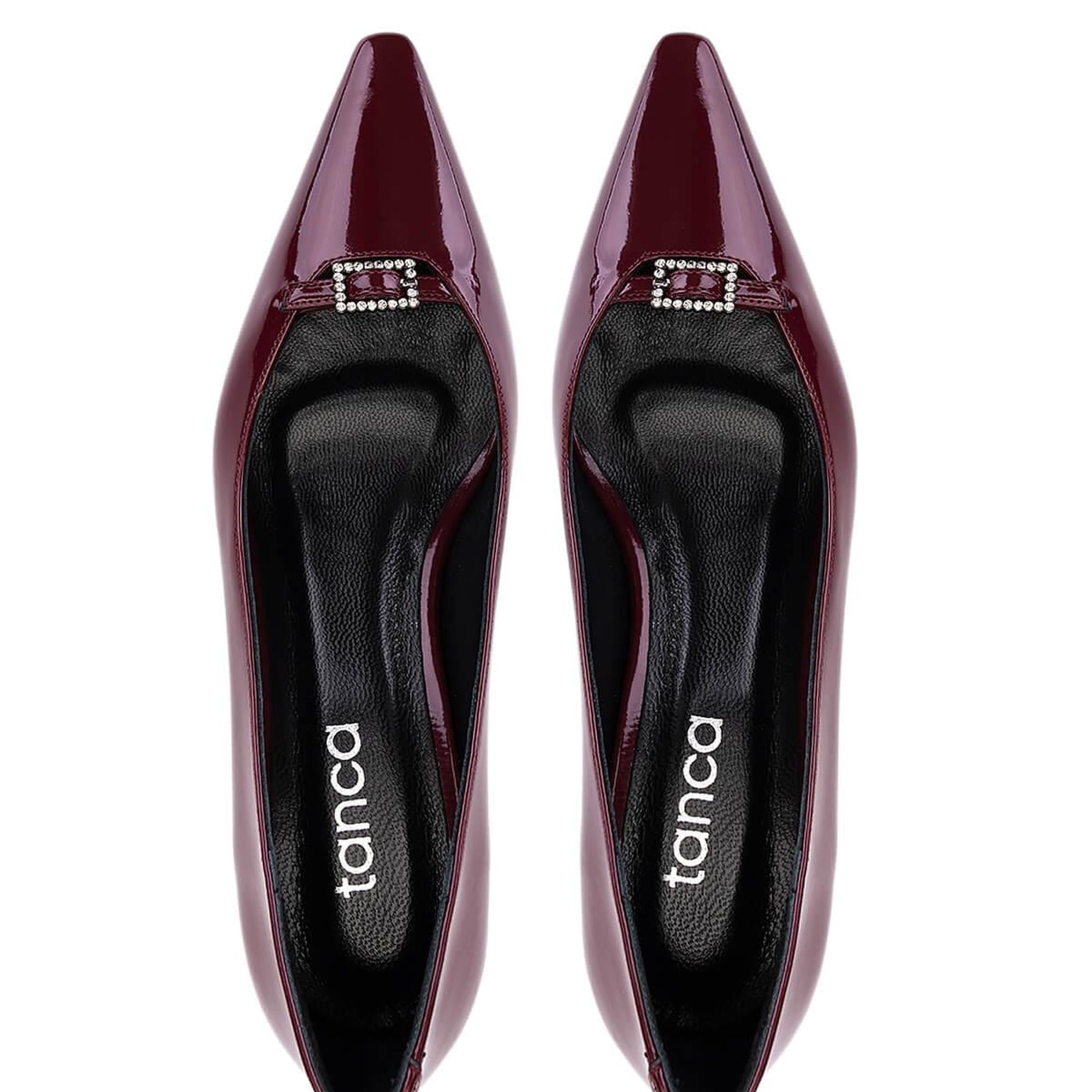 Tamer Tanca Kadın Suni Deri Bordo Rugan Topuklu Ayakkabı