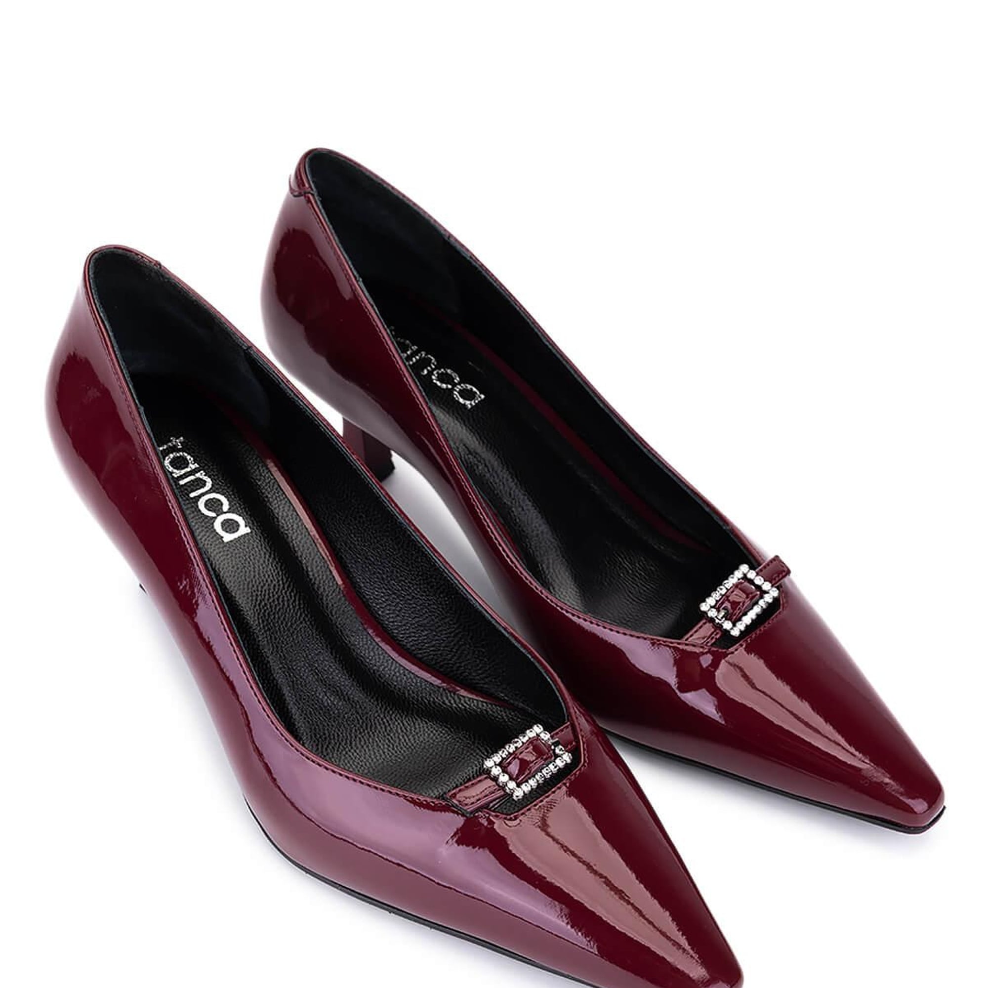 Tamer Tanca Kadın Suni Deri Bordo Rugan Topuklu Ayakkabı