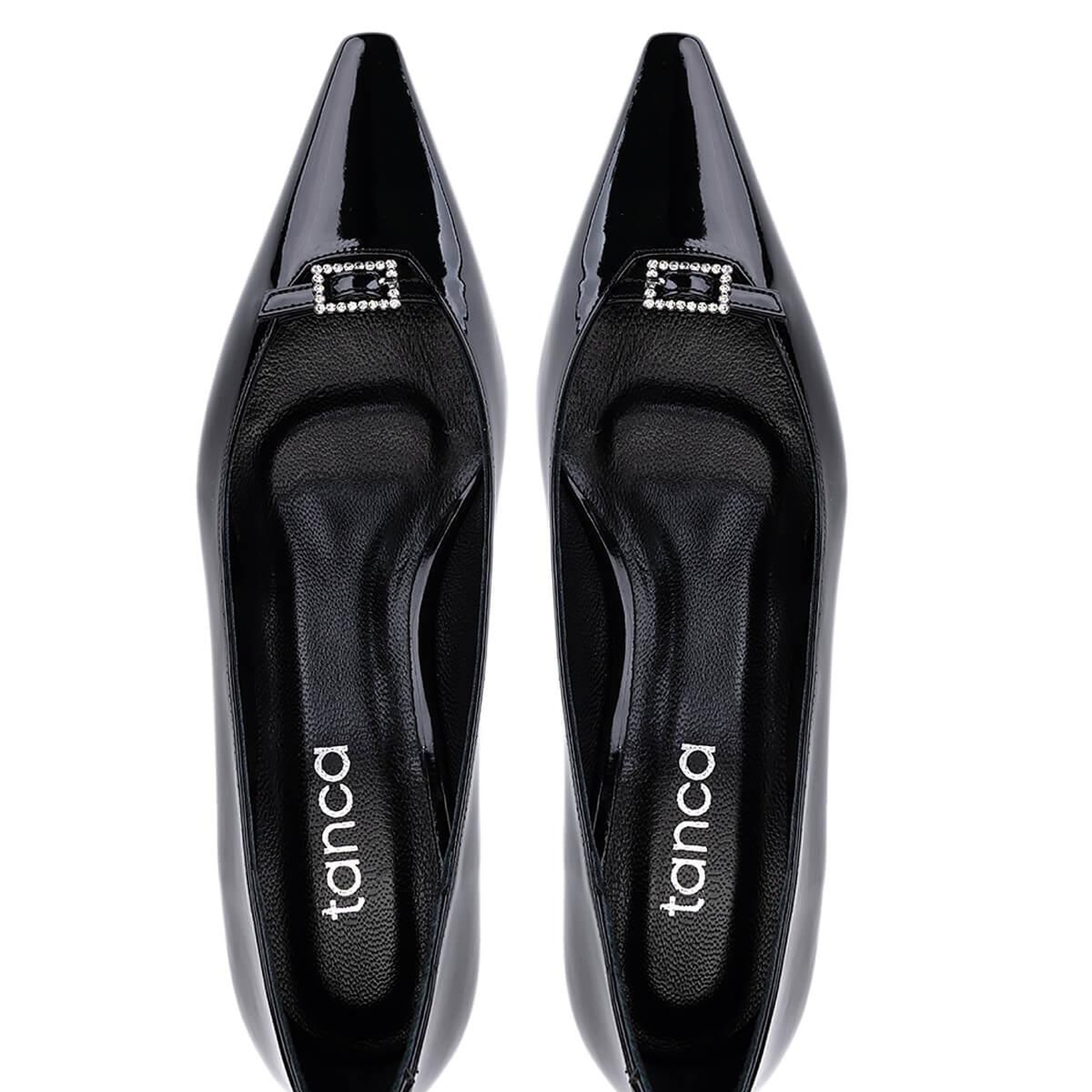 Tamer Tanca Kadın Suni Deri Siyah Rugan Topuklu Ayakkabı