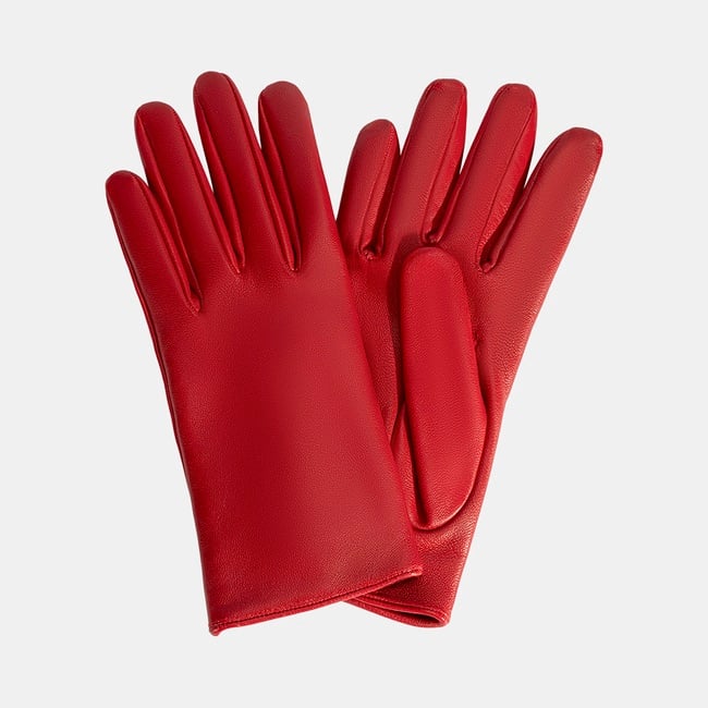  Kırmızı Kadın Deri Eldiven