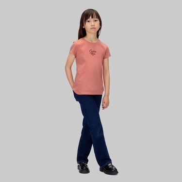  Calvin Klein Script Logo Graphic Çocuk Mor T-Shirt