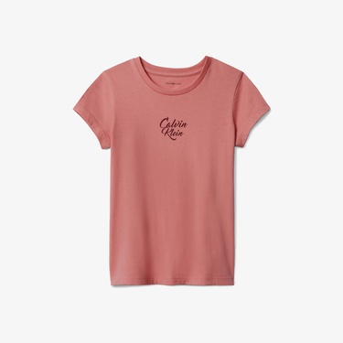  Calvin Klein Script Logo Graphic Çocuk Mor T-Shirt