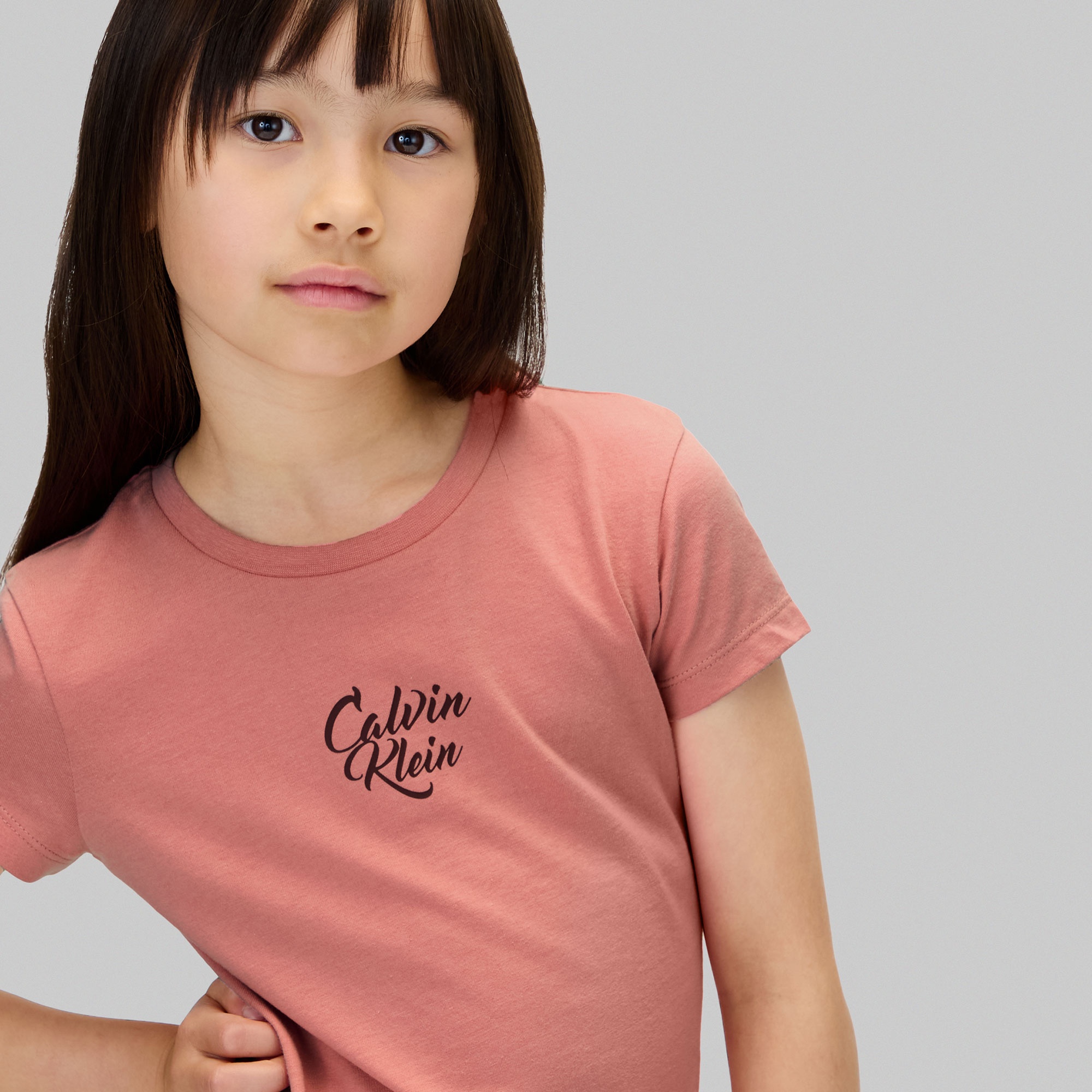 Calvin Klein Script Logo Graphic Çocuk Mor T-Shirt