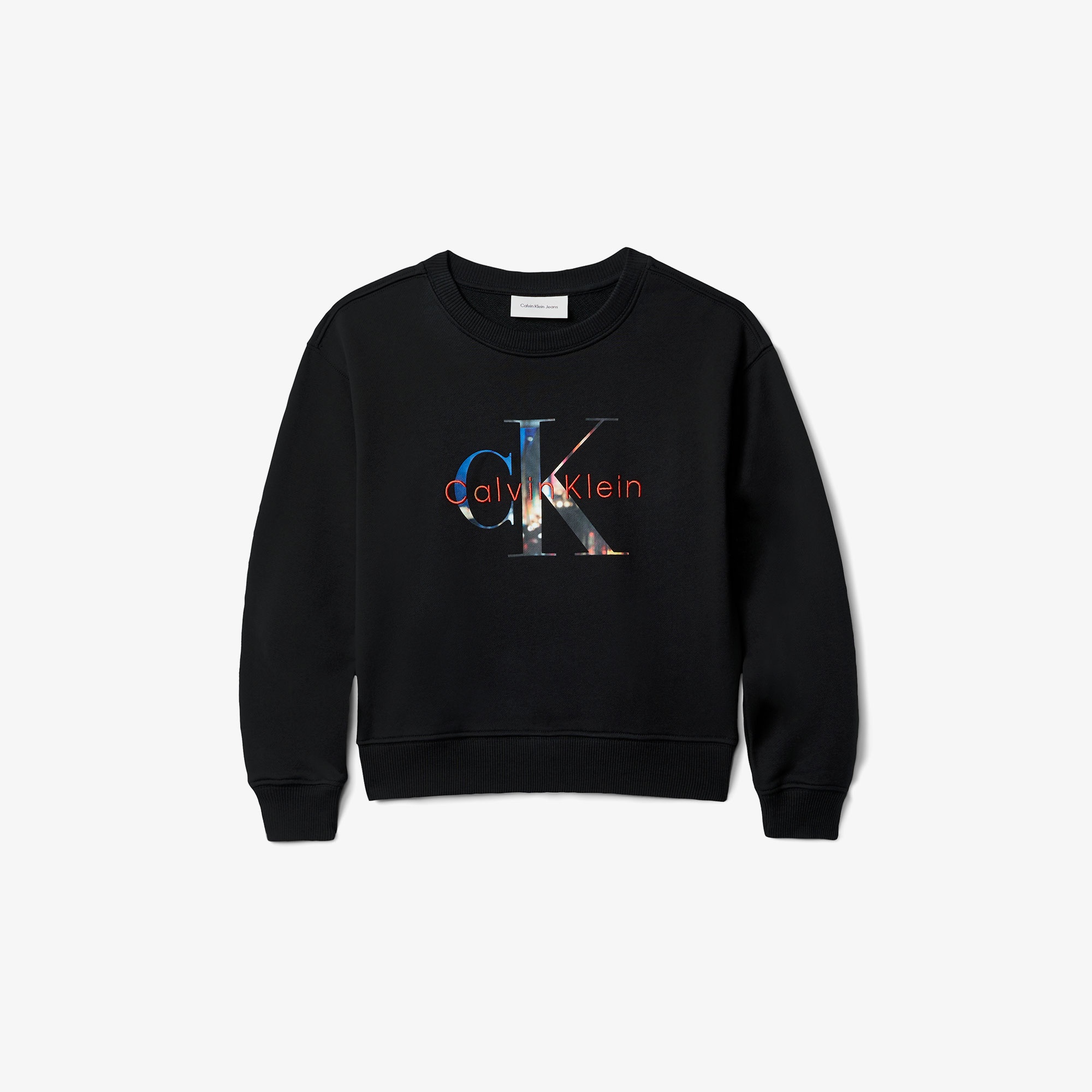 Calvin Klein Filled-In Photo Fleece Mono Çocuk Siyah Sweatshirt