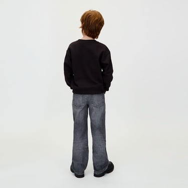  Calvin Klein Filled-In Photo Fleece Mono Çocuk Siyah Sweatshirt