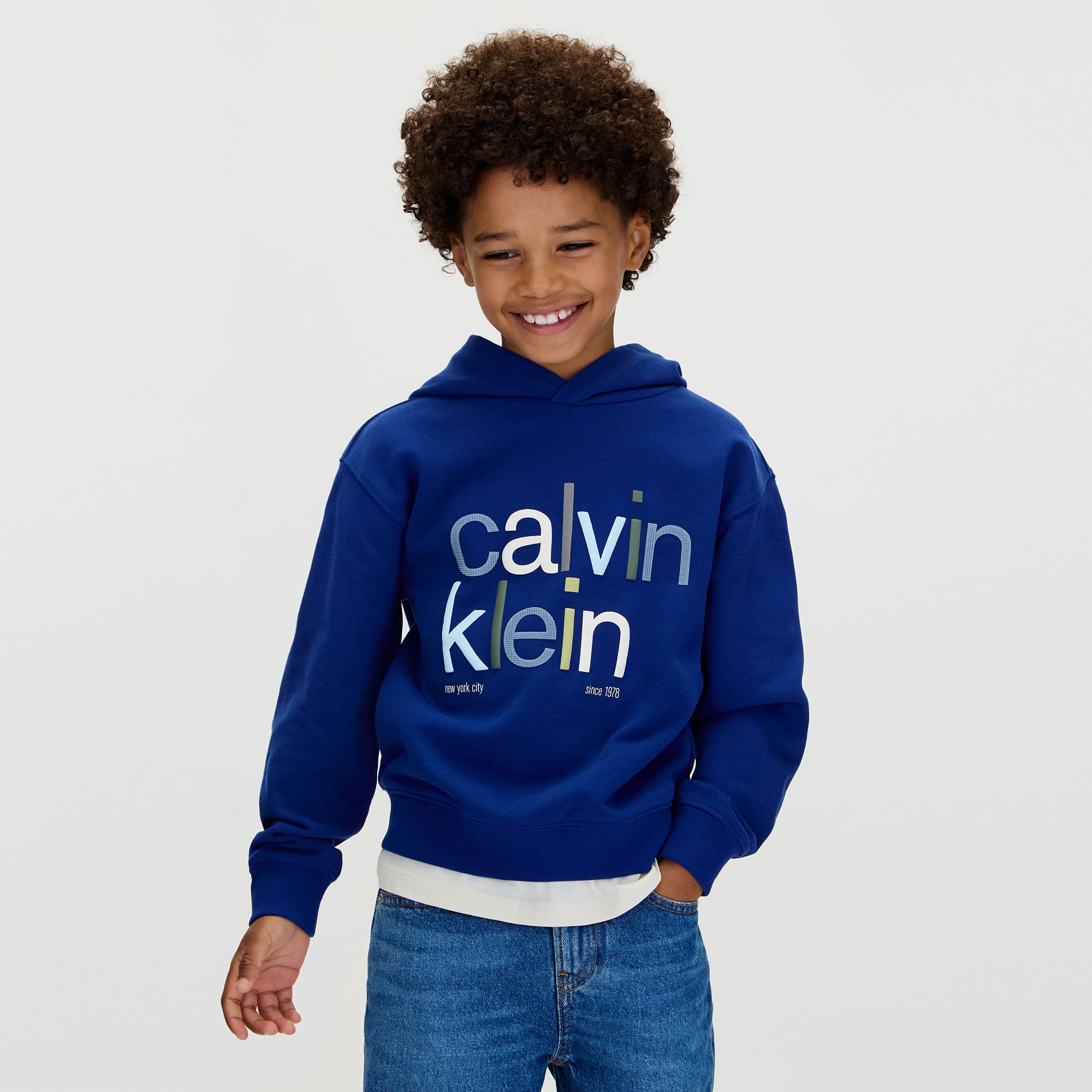  Calvin Klein Color Logo Graphic Terry Çocuk Mavi Sweatshirt