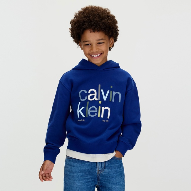  Calvin Klein Color Logo Graphic Terry Çocuk Mavi Sweatshirt