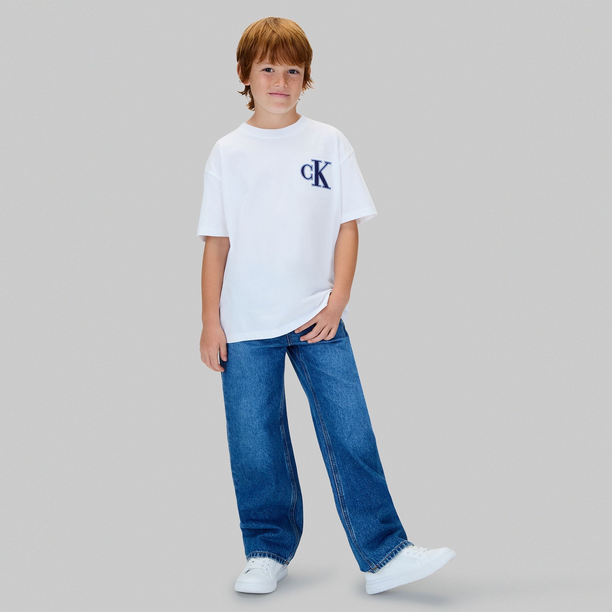 Calvin Klein Festive Graphic Çocuk Beyaz T-Shirt