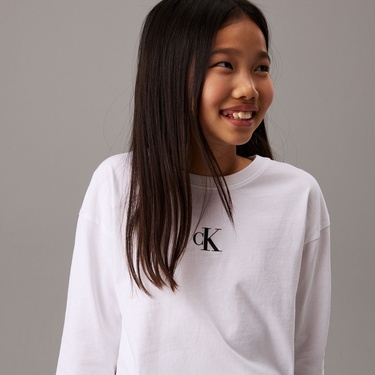  Calvin Klein Logo Çocuk Beyaz T-Shirt