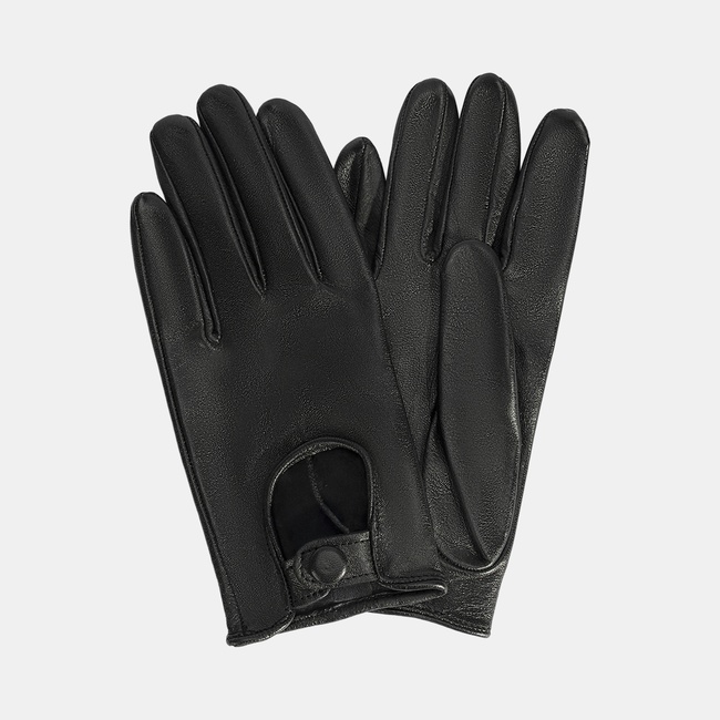  Kadın Siyah Tokalı Deri Eldiven