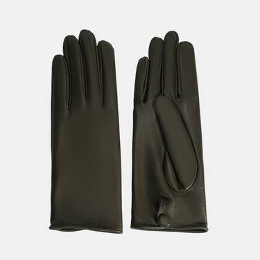  Kadın Yeşil Deri Eldiven