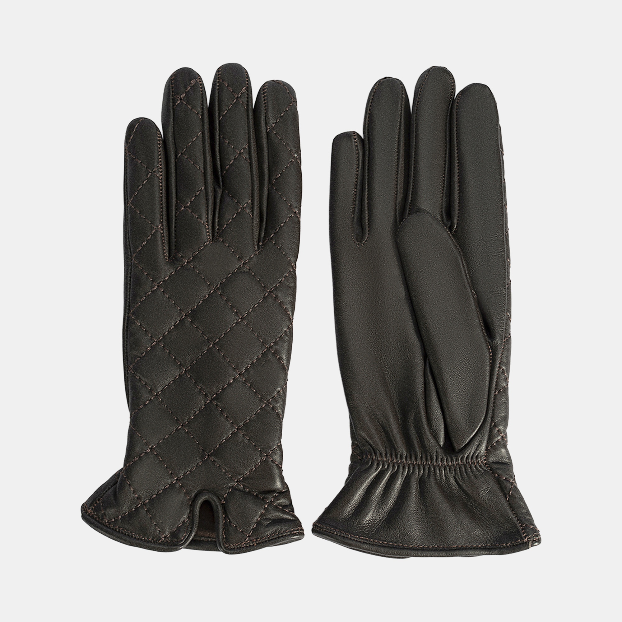 Kahve Kadın Kapitone Deri Eldiven