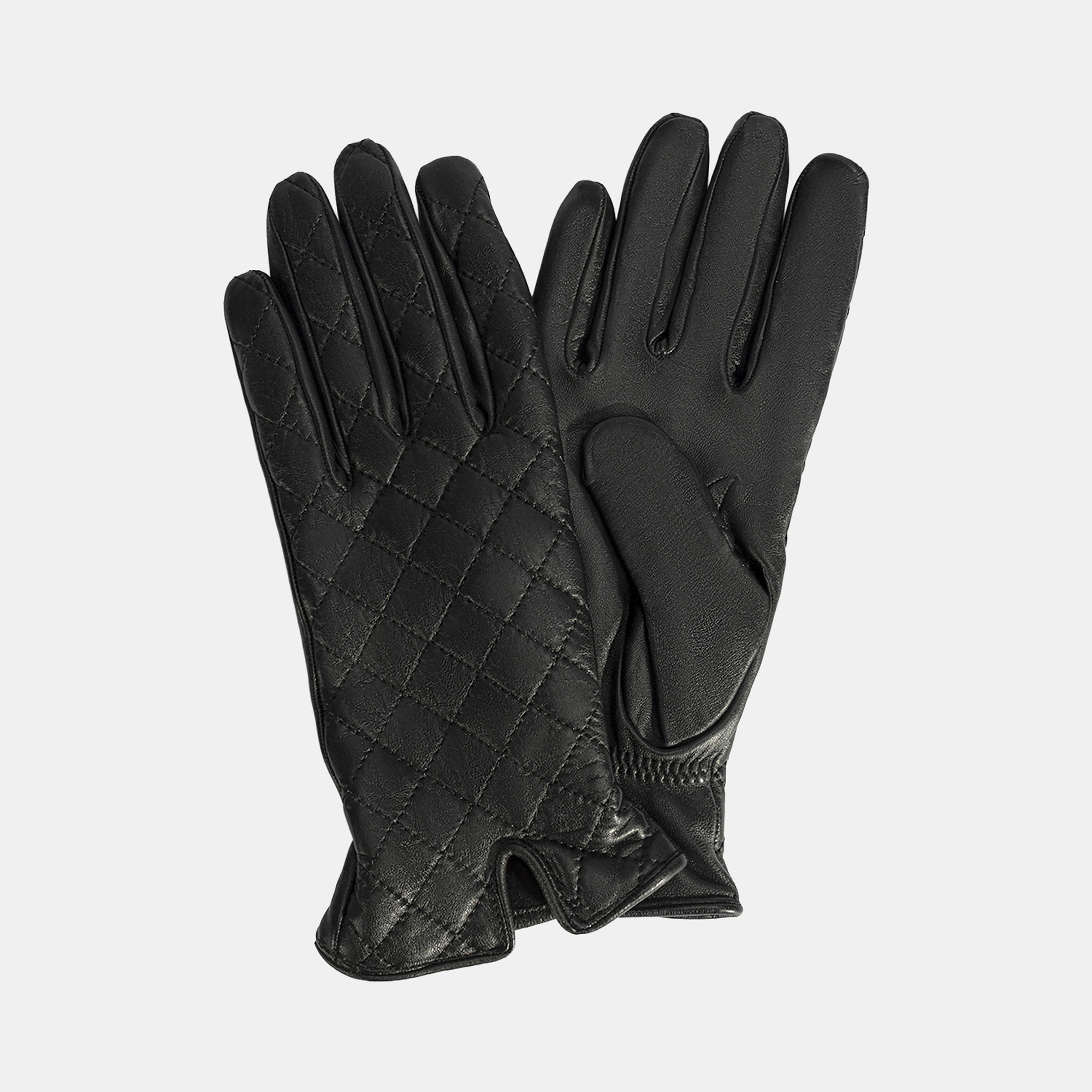 Siyah Kadın Kapitone Deri Eldiven