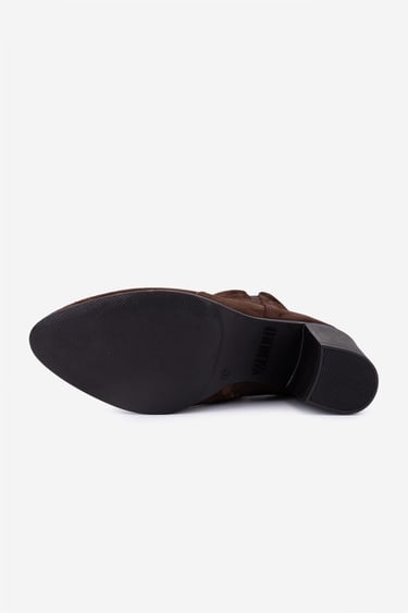  Valmenti Kadın Hakiki Deri Kahverengi Süet Topuklu Bot