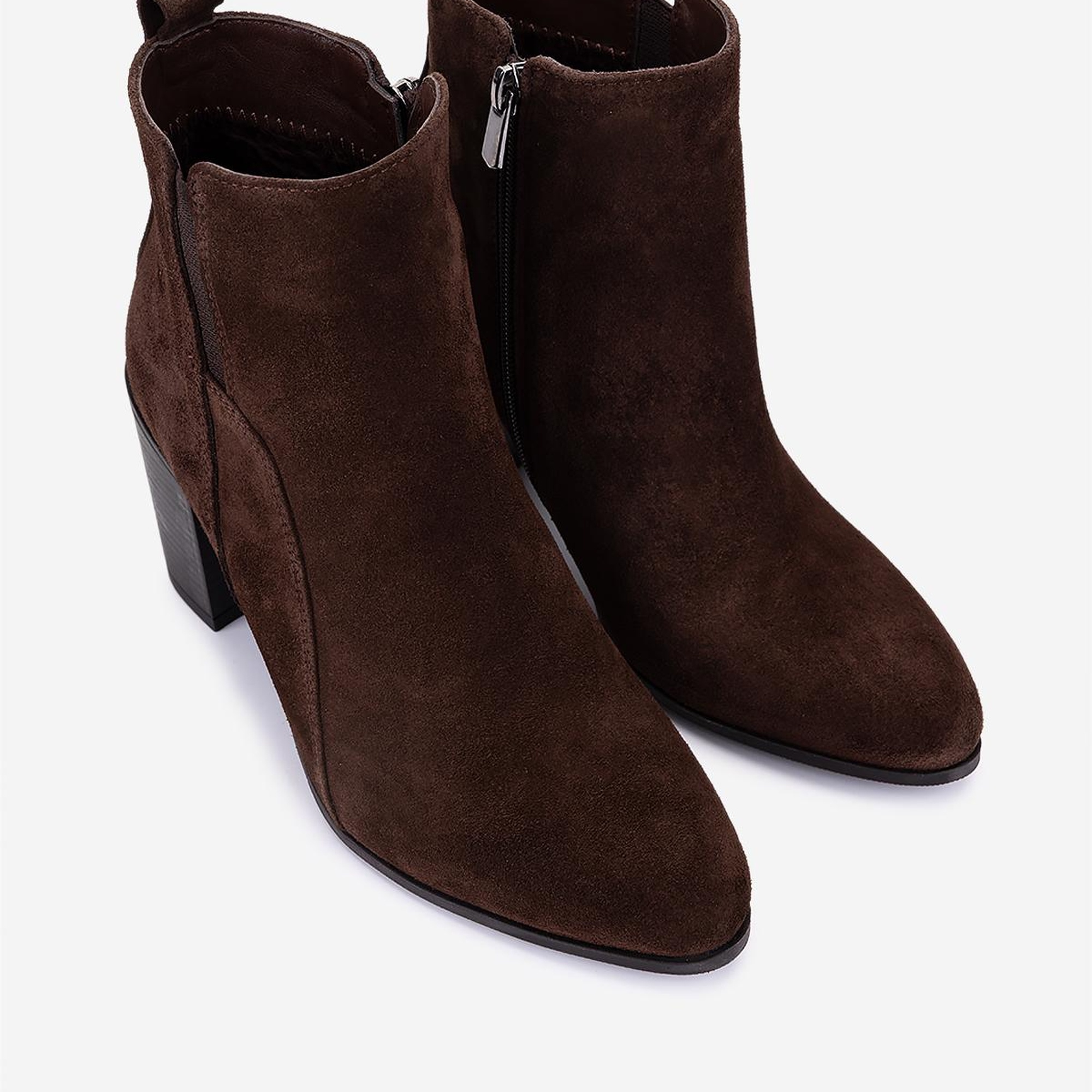 Valmenti Kadın Hakiki Deri Kahverengi Süet Topuklu Bot