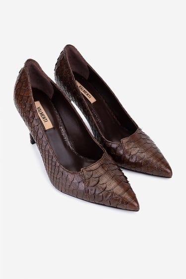  Valmenti Kadın Hakiki Deri Kahverengi Topuklu Ayakkabı