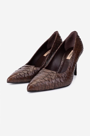  Valmenti Kadın Hakiki Deri Kahverengi Topuklu Ayakkabı