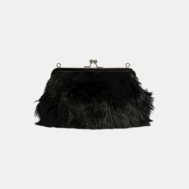  Kadın Siyah Kürklü Zincir Askılı Omuz Çantası