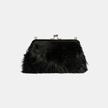  Kadın Siyah Kürklü Zincir Askılı Omuz Çantası