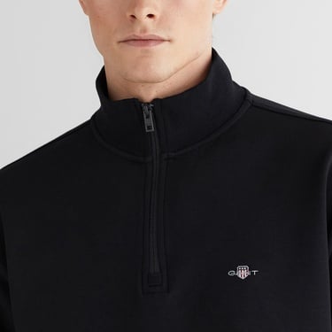  GANT Erkek Siyah Relaxed Fit Yarım Fermuarlı Sweatshirt