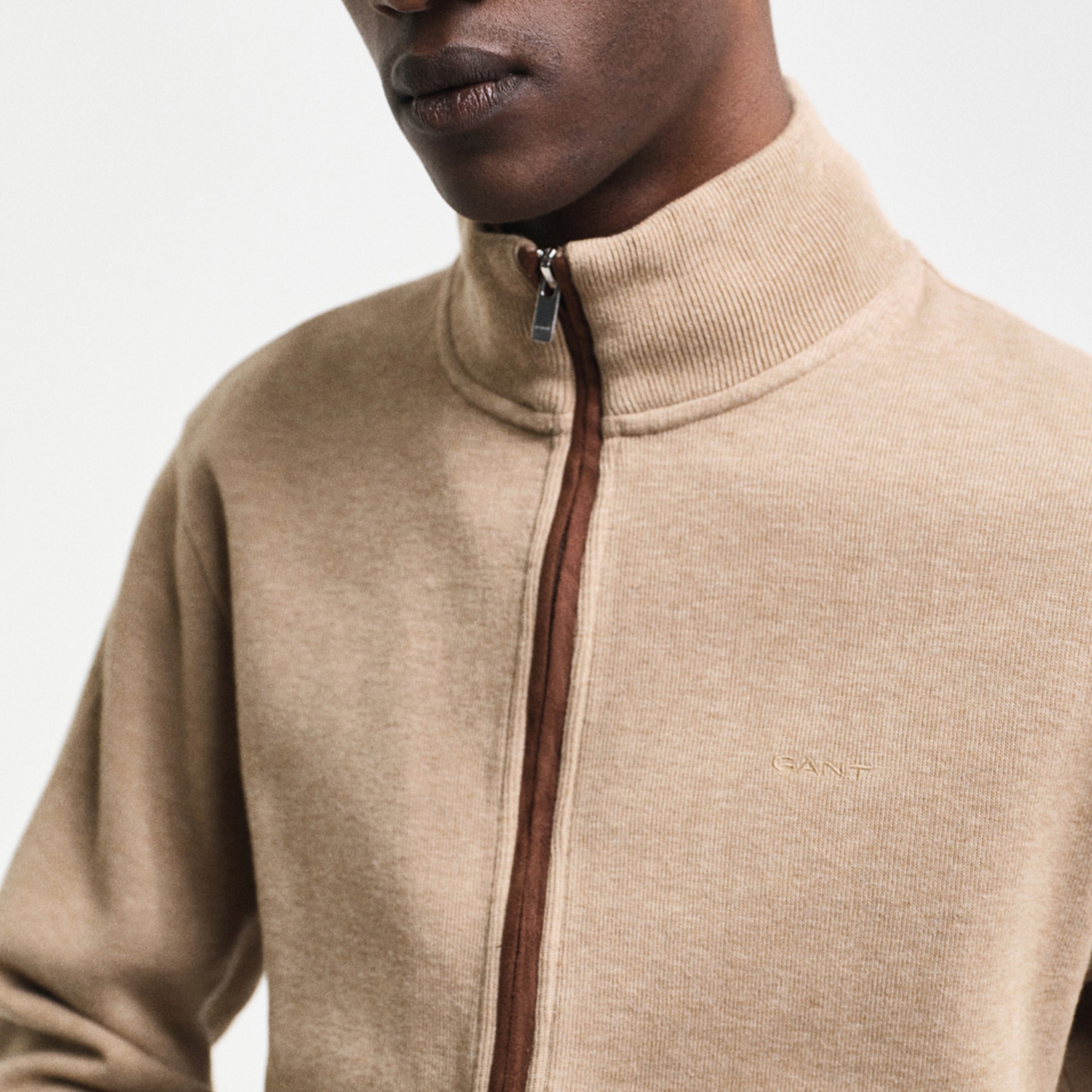 GANT Erkek Bej Regular Fit Fermuarlı Hırka