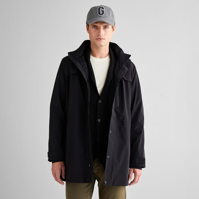  GANT Erkek Siyah Standart Fit Kapüşonlu Mont