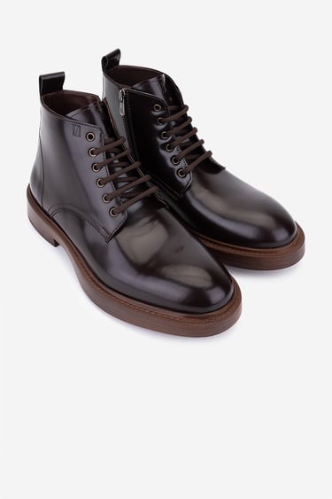  Valmenti Erkek Hakiki Deri Kahverengi Düz Bot