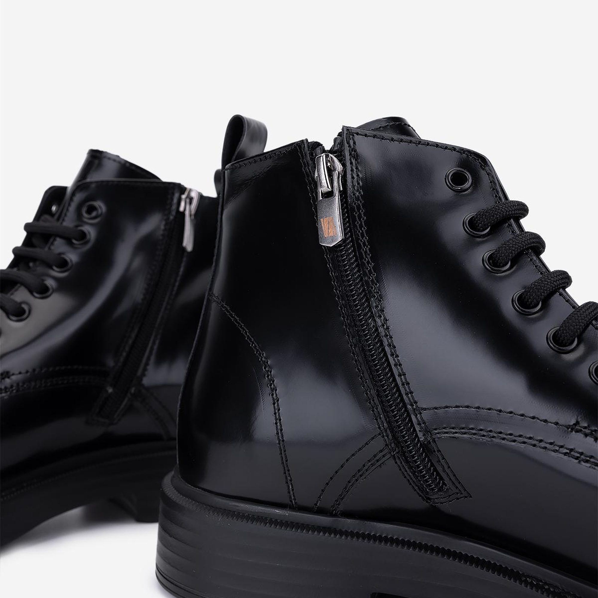 Valmenti Erkek Hakiki Deri Siyah Açma Düz Bot