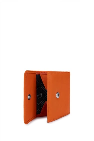  Tamer Tanca Unisex Hakiki Deri Turuncu Cüzdan Cuzdan