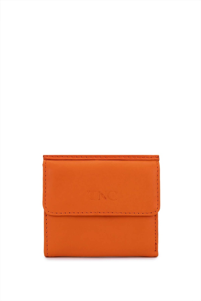  Tamer Tanca Unisex Hakiki Deri Turuncu Cüzdan Cuzdan