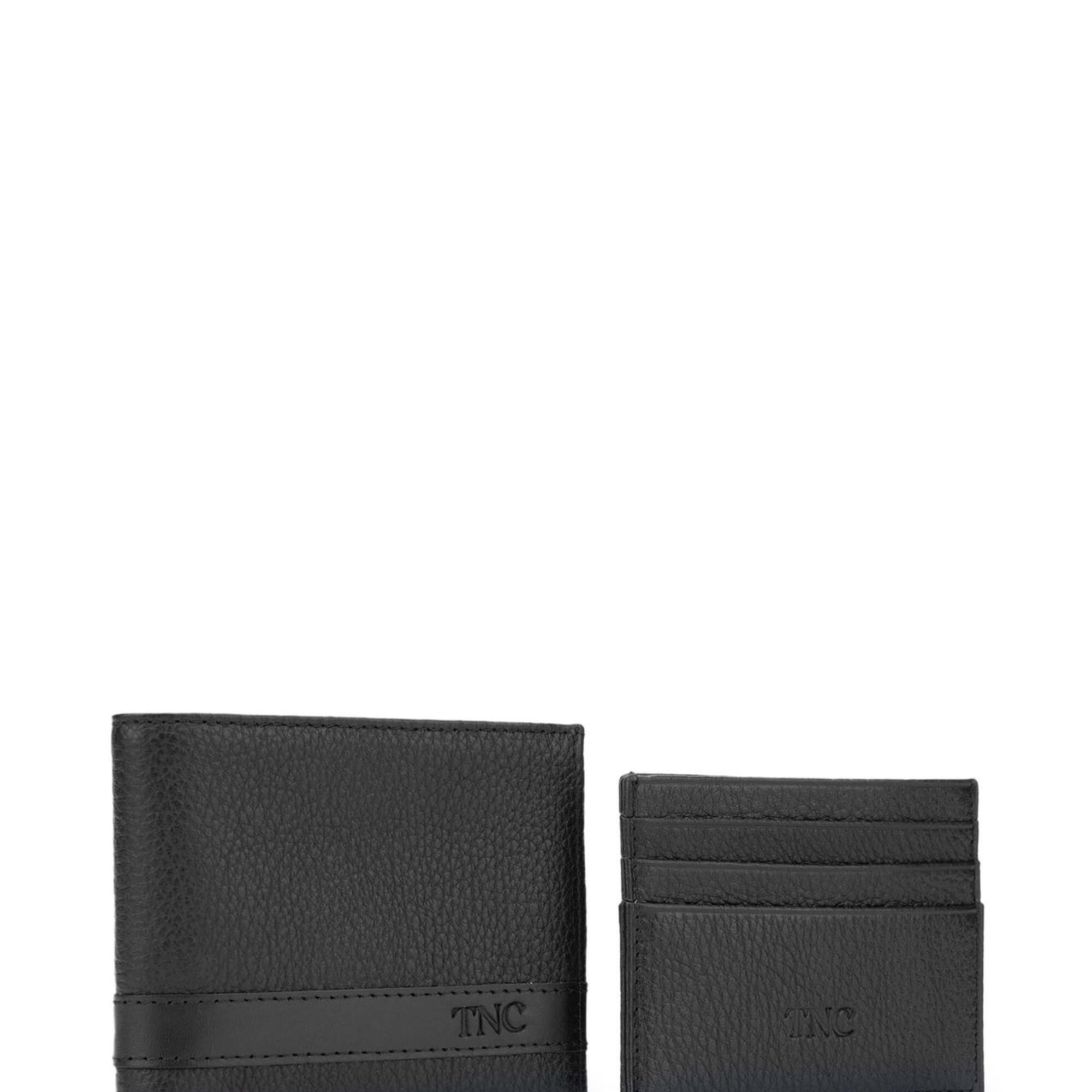 Tamer Tanca Erkek Hakiki Deri Siyah Set Kutusu