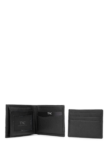  Tamer Tanca Erkek Hakiki Deri Siyah Set Kutusu