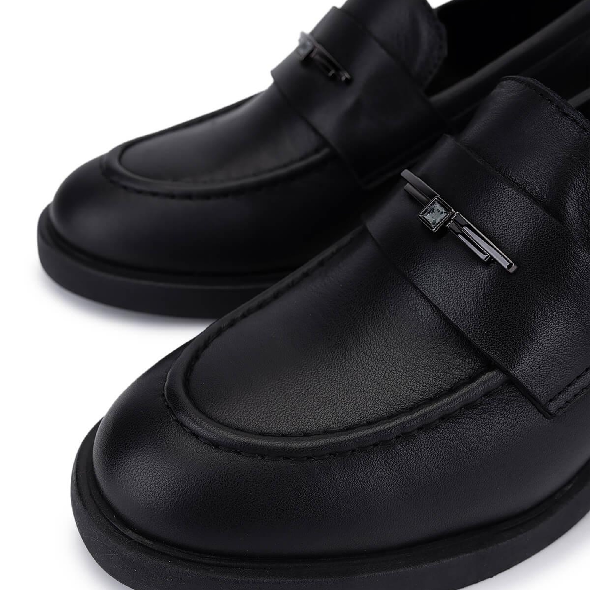 Tamer Tanca Kadın Hakiki Deri Siyah Loafer Ayakkabı