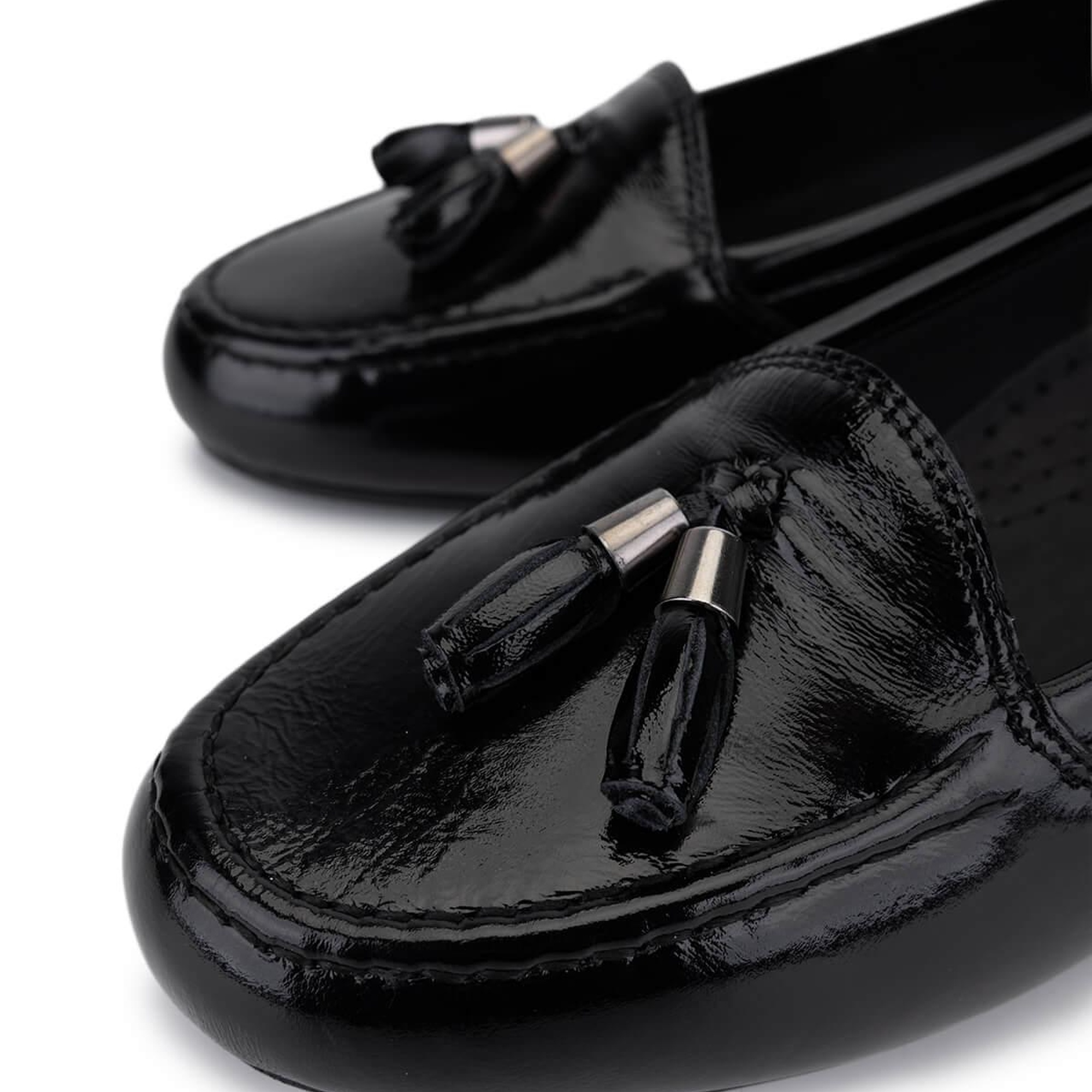 Tamer Tanca Kadın Hakiki Deri Siyah Rugan Comfort Ayakkabı