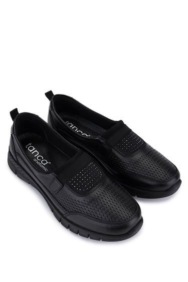  Tamer Tanca Kadın Hakiki Deri Siyah Comfort Ayakkabı