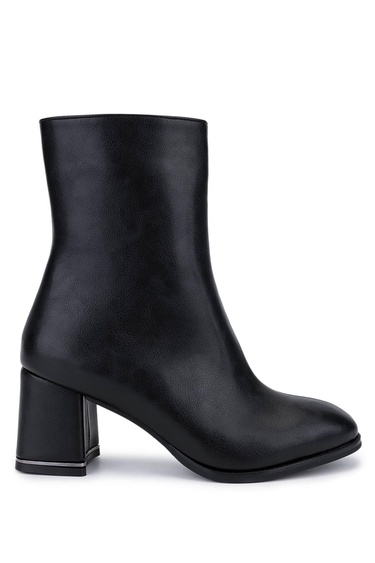  Tamer Tanca Kadın Suni Deri Siyah Deri Topuklu Bot
