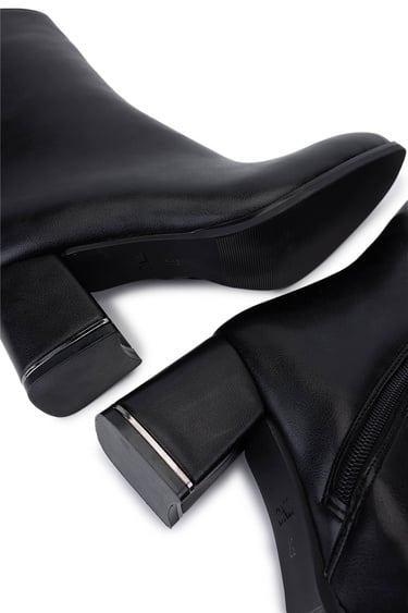  Tamer Tanca Kadın Suni Deri Siyah Deri Topuklu Bot