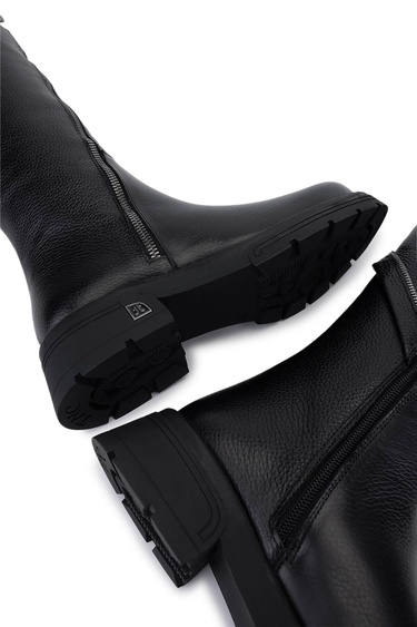  Tamer Tanca Kadın Hakiki Deri Siyah Floter Klasik Çizme