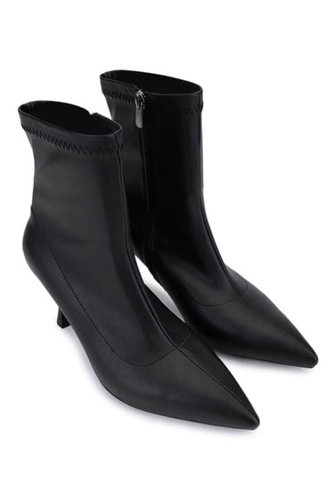  Tamer Tanca Kadın Hakiki Deri Siyah Topuklu Bot