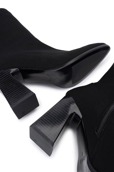  Tamer Tanca Kadın Hakiki Deri Siyah Topuklu Bot