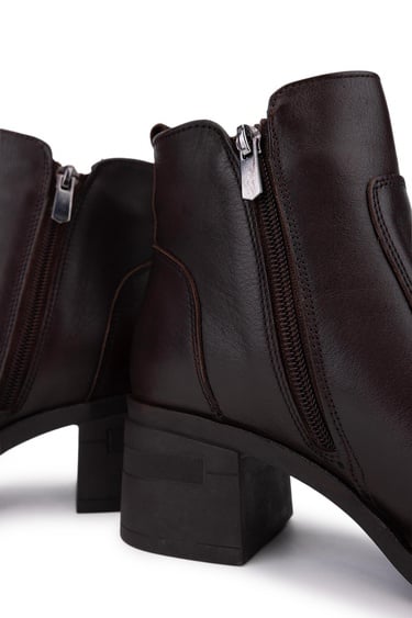  Tamer Tanca Kadın Hakiki Deri Kahverengi Topuklu Bot