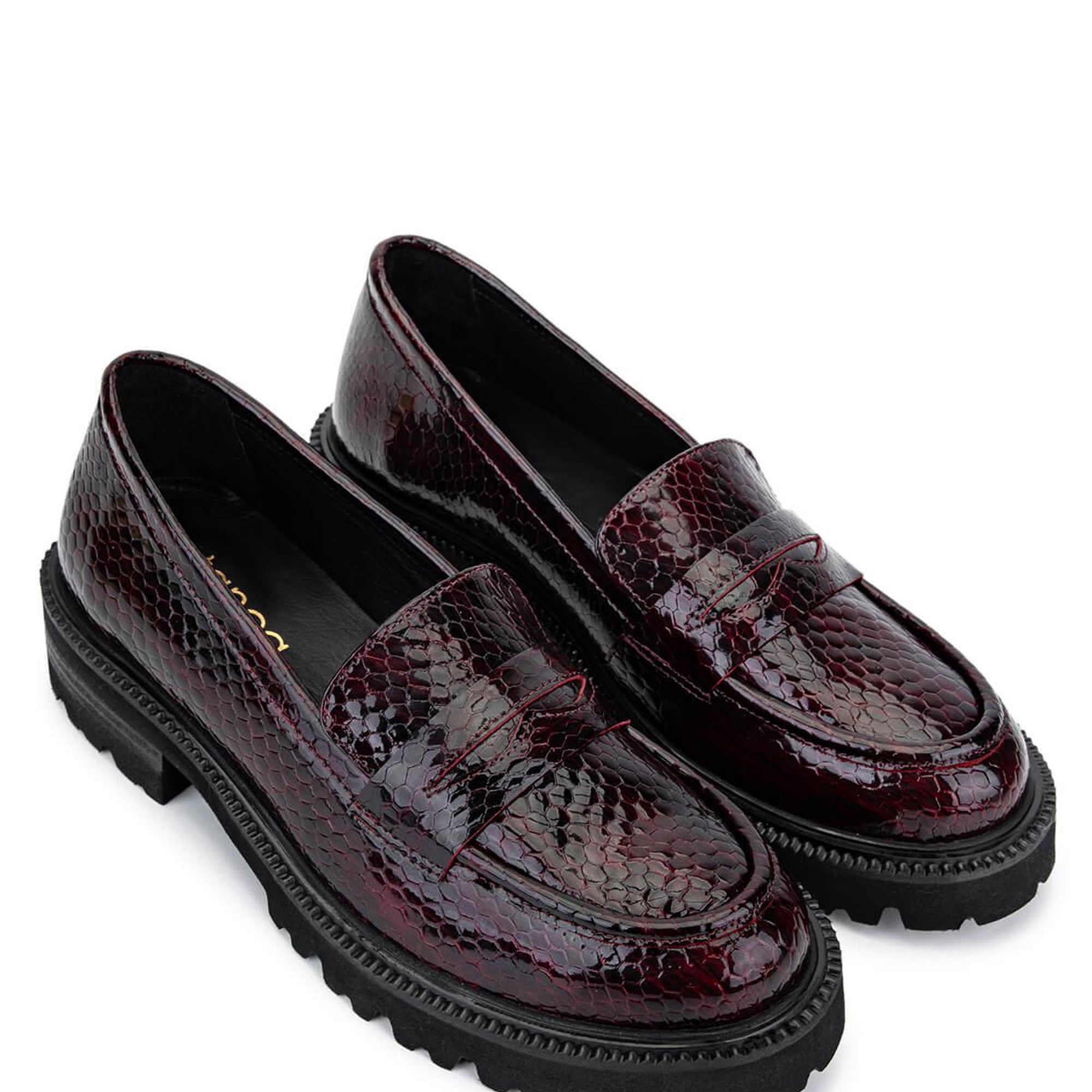 Tamer Tanca Kadın Hakiki Deri Bordo Loafer Ayakkabı